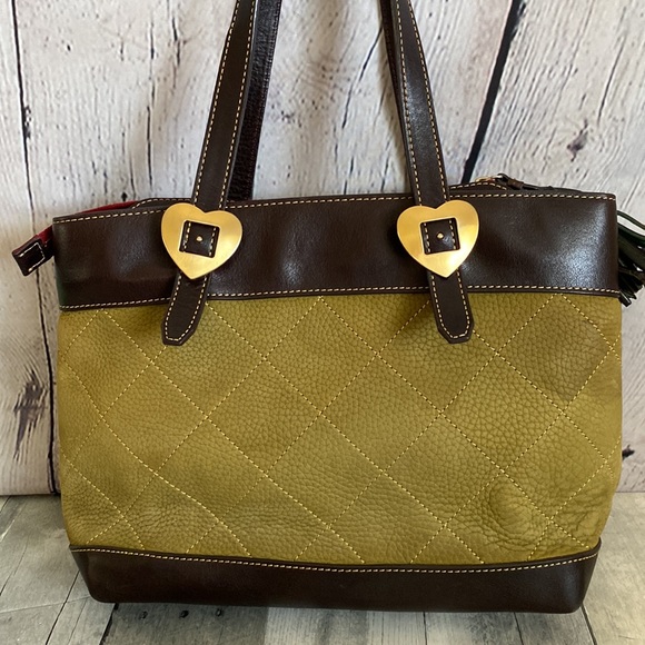 Green Dooney & Bourke Suede Quilted Leather Satchel Purse - Picture 8 of 15